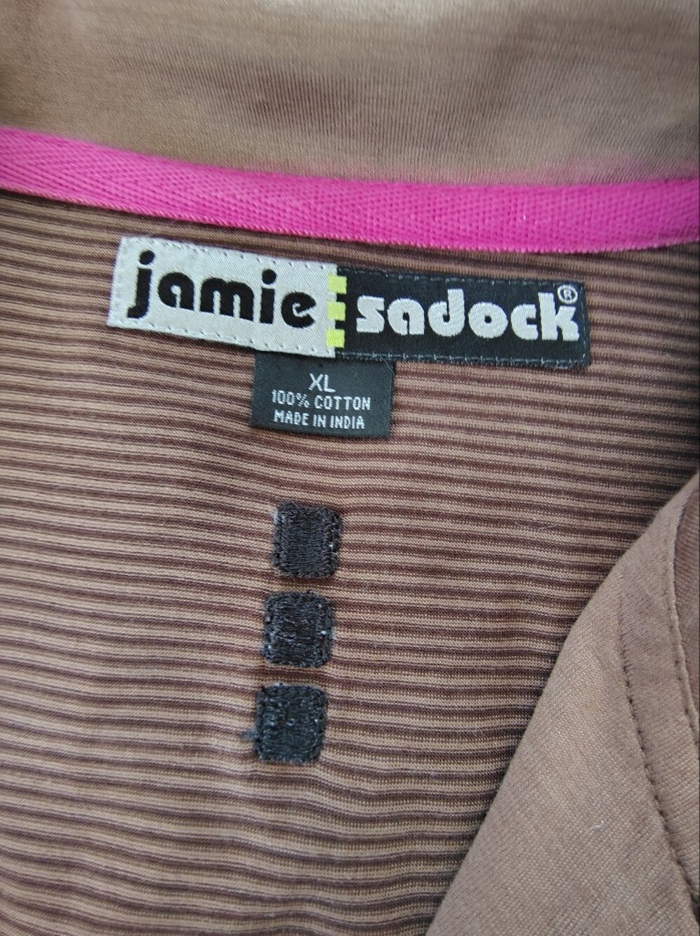 jamie sadock Brown and Pink Golf Jacket Label Detail Size XL. - Picture 6 of 8